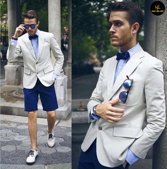 Phối quần short với áo vest nam
