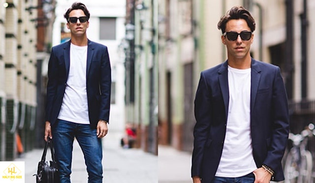 Phối Áo thun nam với áo blazer