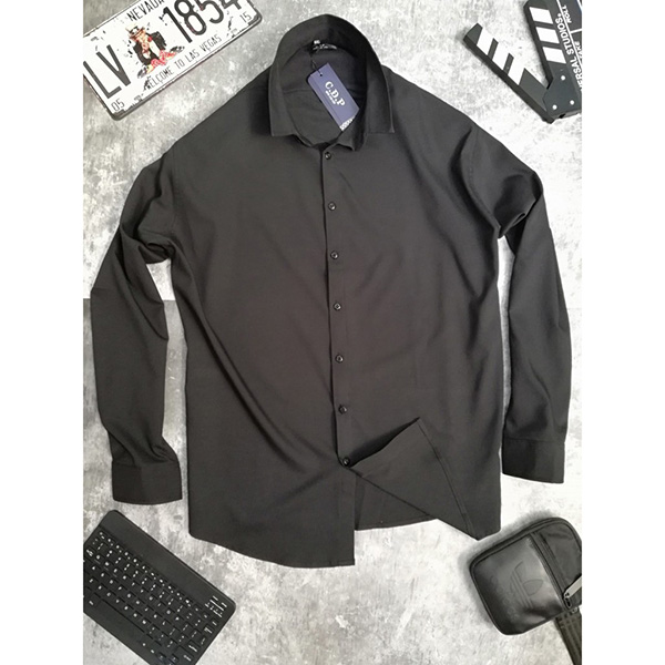 ao-so-mi-den-tron-tay-dai-big-size-h052