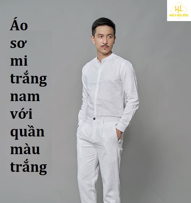 Áo sơ mi trắng nam với quần màu trắng