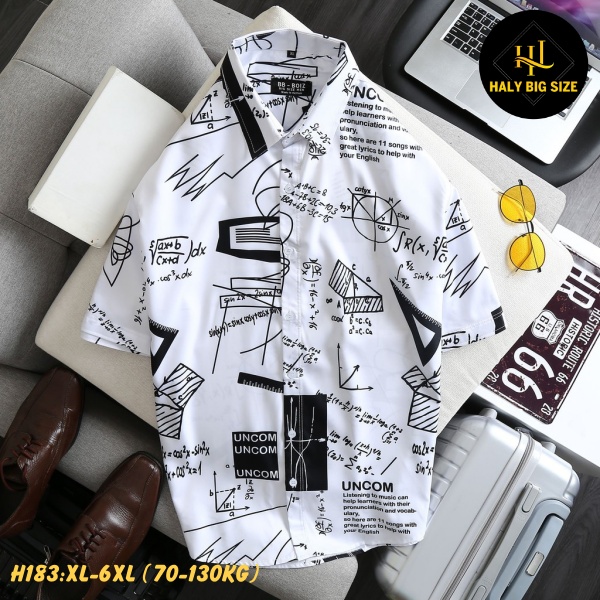 áo sơ mi nam big size họa tiết H183