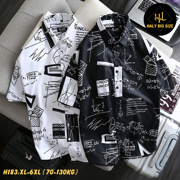 áo sơ mi nam big size họa tiết H183