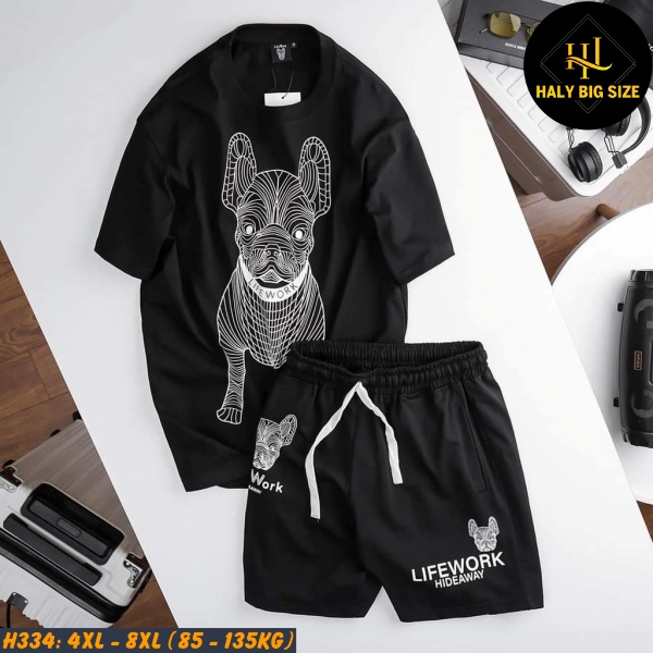 Đồ bộ nam big size áo cotton quần nỉ H334