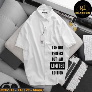 Áo sơ mi nam big size tay ngắn in chữ H347