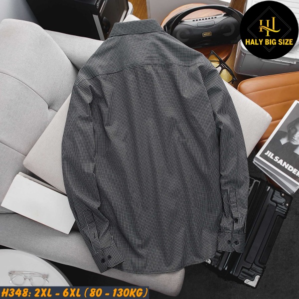 Áo sơ mi nam big size tay dài caro H348