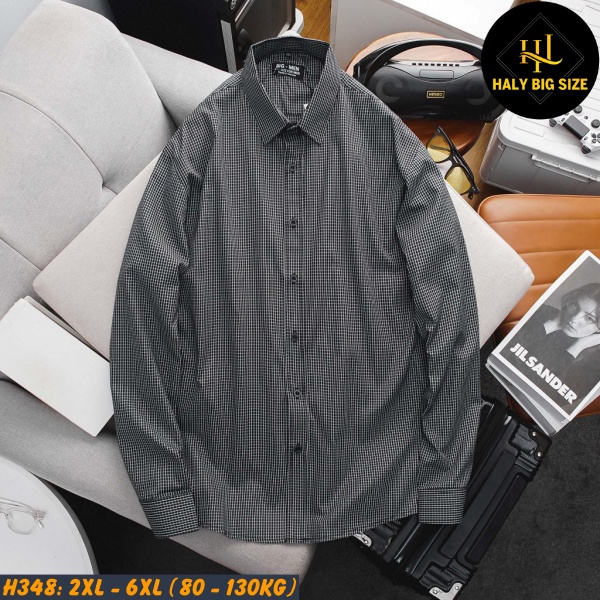 Áo sơ mi nam big size tay dài caro H348