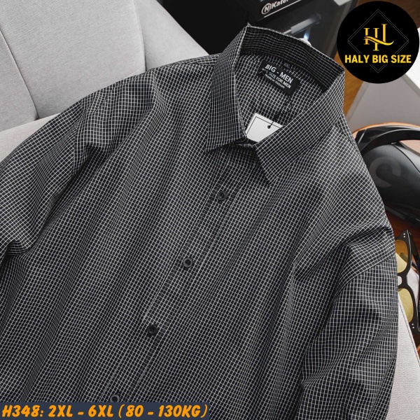 Áo sơ mi nam big size tay dài caro H348