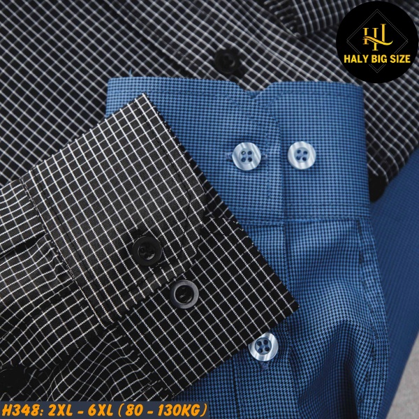 Áo sơ mi nam big size tay dài caro H348