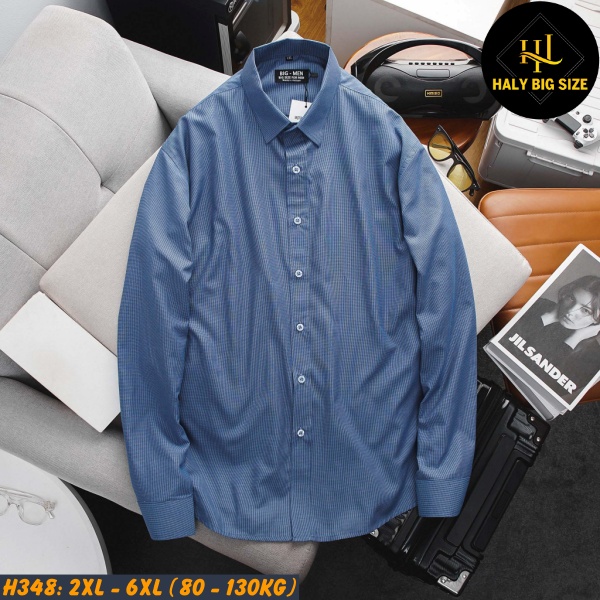 Áo sơ mi nam big size tay dài caro H348