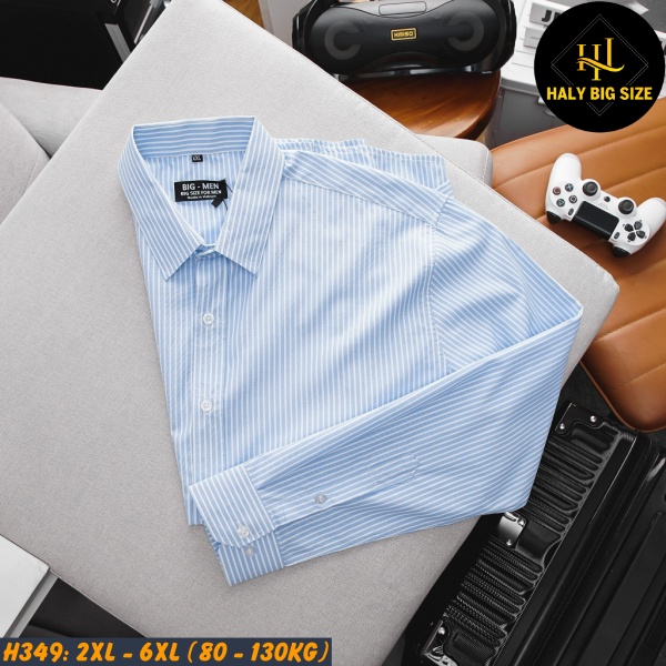 Áo sơ mi nam big size tay dài kẻ sọc H349