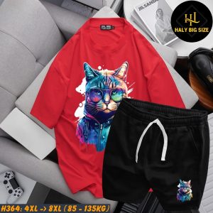 Đồ bộ nam big size hình mèo H364