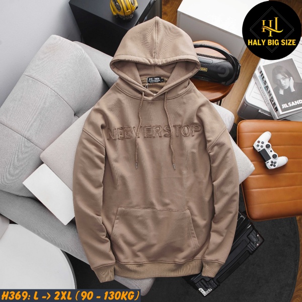Áo khoác hoodie nam big size [H369: 90-130kg]