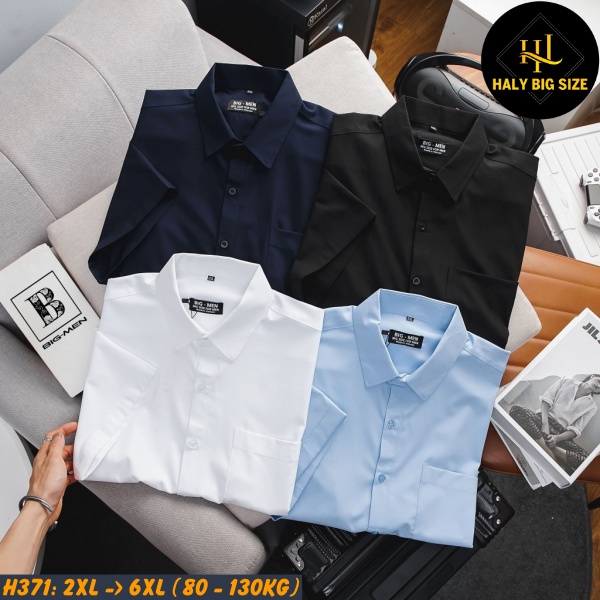 Áo sơ mi nam big size tay ngắn có túi cao cấp H371