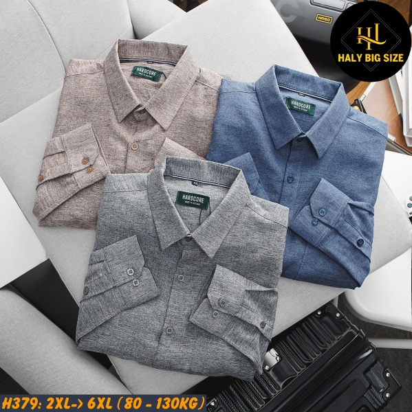 Áo sơ mi nam big size vải xô đũi H379
