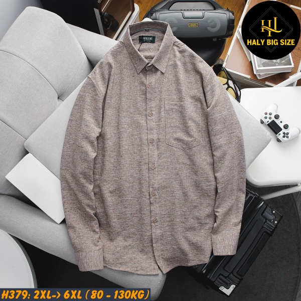 Áo sơ mi nam big size vải xô đũi H379