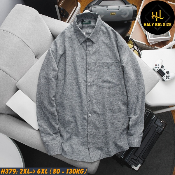 Áo sơ mi nam big size vải xô đũi H379