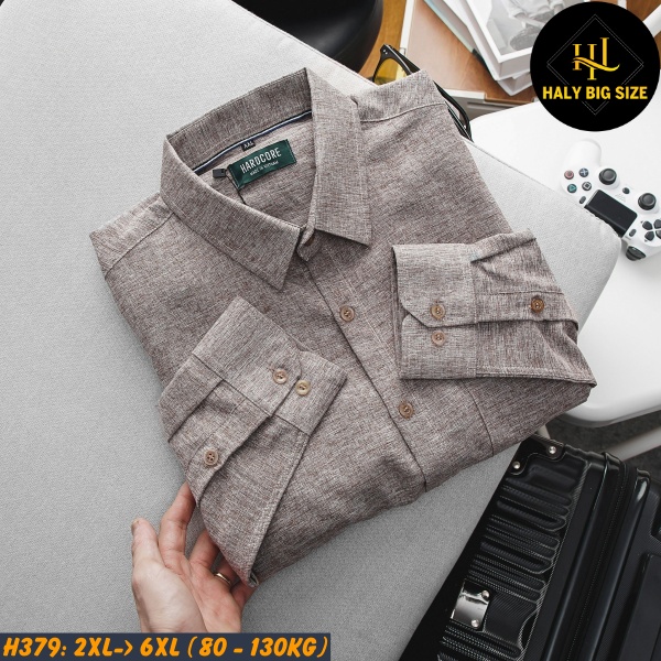 Áo sơ mi nam big size vải xô đũi H379