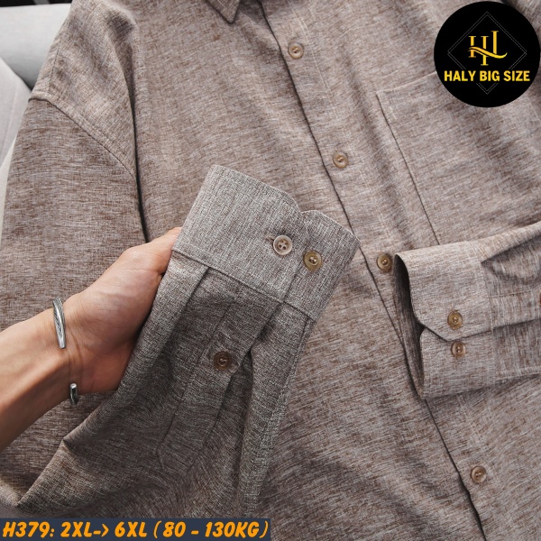 Áo sơ mi nam big size vải xô đũi H379