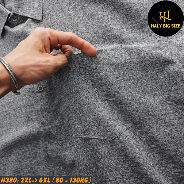 Áo sơ mi nam big size tay ngắn vải xô đũi H380
