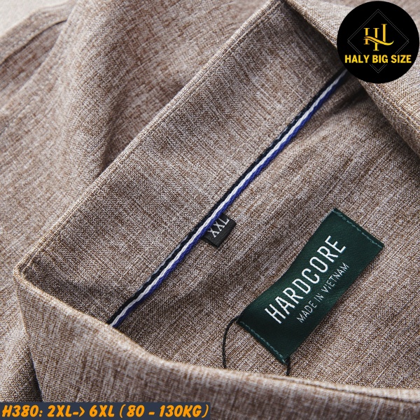Áo sơ mi nam big size tay ngắn vải xô đũi H380
