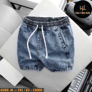 Quần short jean nam big size lưng thun H388