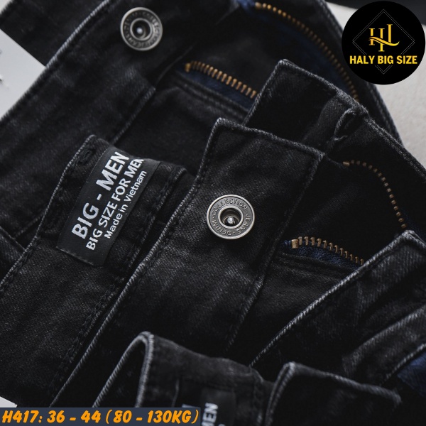 Quần short jean nam big size wash tông đen H417