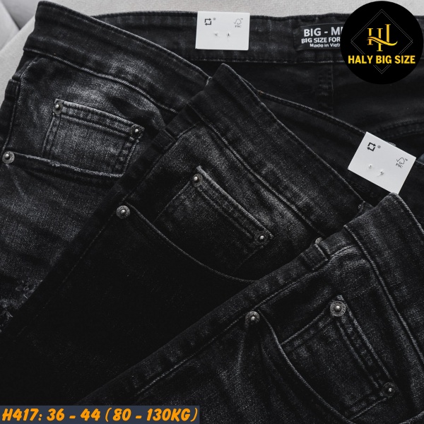 Quần short jean nam big size wash tông đen H417