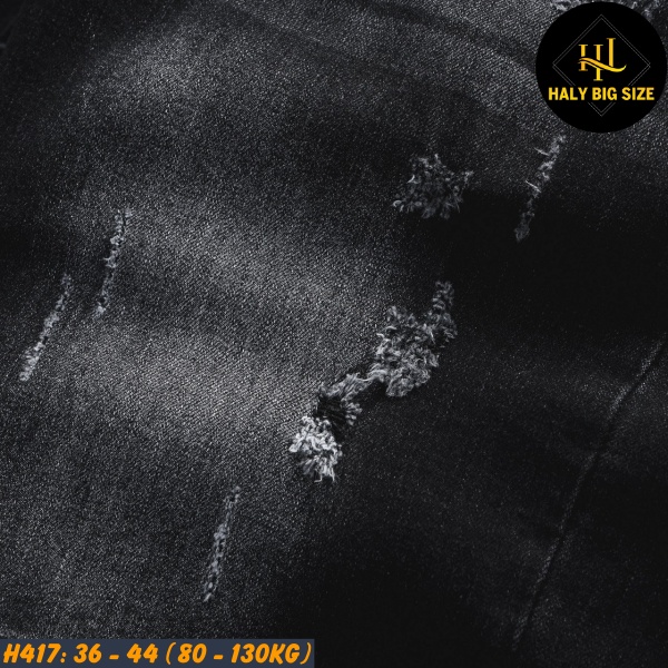 Quần short jean nam big size wash tông đen H417