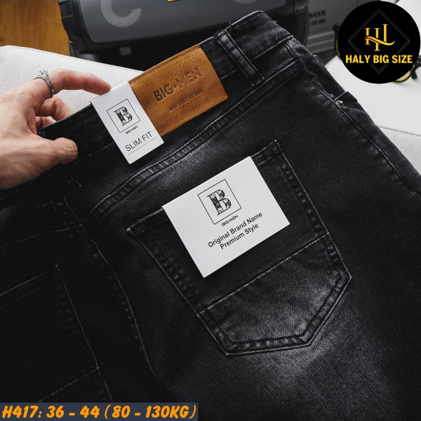 Quần short jean nam big size wash tông đen H417