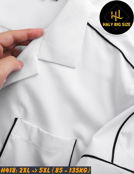 Áo sơ mi nam tay ngắn cổ đăng có túi viền sọc H418