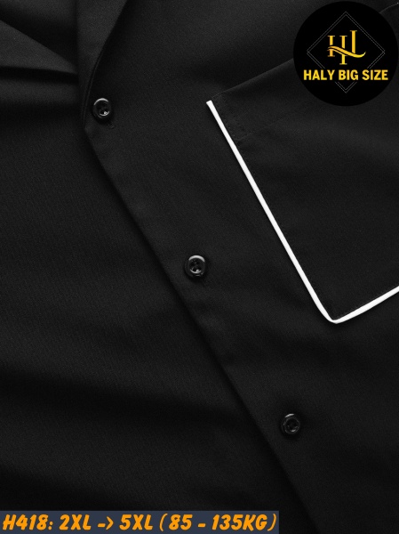Áo sơ mi nam tay ngắn cổ đăng có túi viền sọc H418