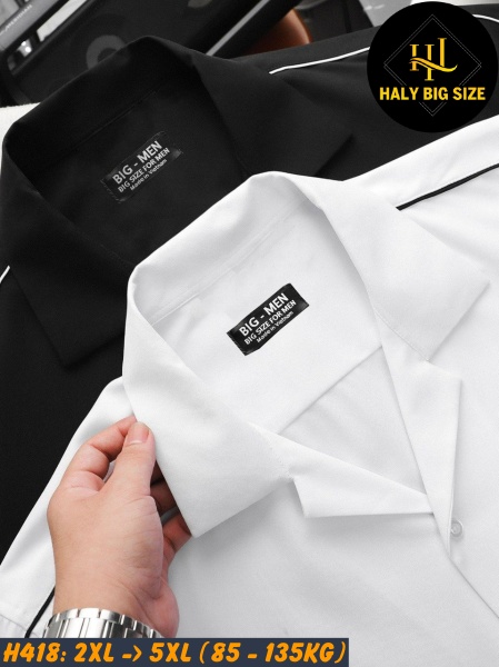 Áo sơ mi nam tay ngắn cổ đăng có túi viền sọc H418