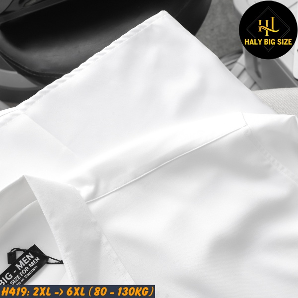 Áo sơ mi nam big size phối 3 sọc viền tay áo H419