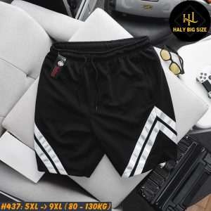 Quần short thun nam big size phối sọc lớn H437