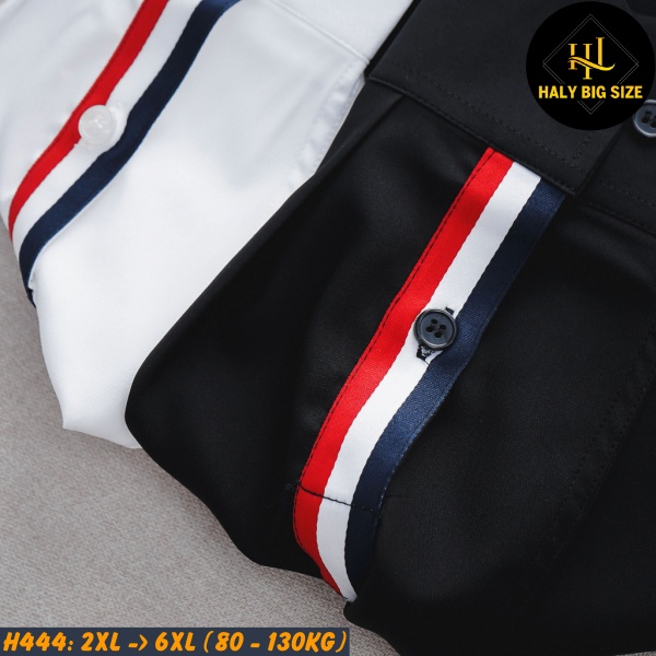 Áo sơ mi nam big size thêu họa tiết tay H444