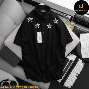 Áo sơ mi nam big size tay ngắn in hình ngôi sao H456
