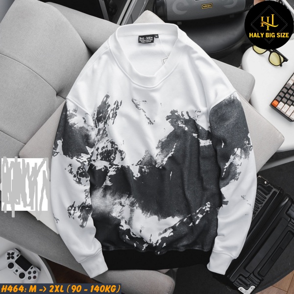 Áo thun nam big size sweater in hình núi H464