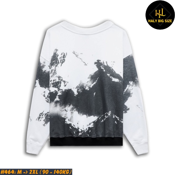 Áo thun nam big size sweater in hình núi H464