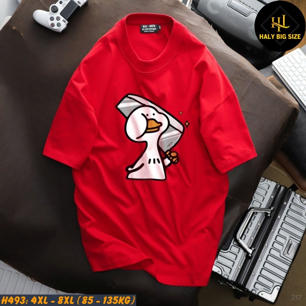 Áo thun nam big size in hình vịt H493