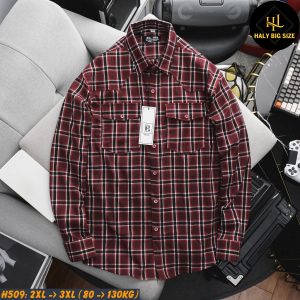 Áo sơ mi nam big size tay dài nỉ caro nhỏ H509