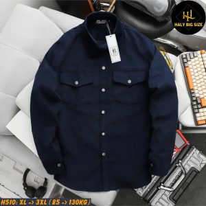 Áo sơ mi nam big size tay dài nhung tăm H510