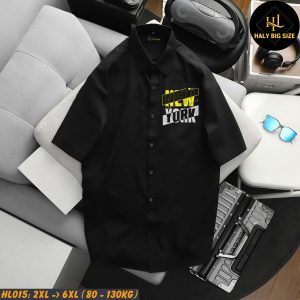 Áo sơ mi nam big size ngắn tay in "New york" HL015