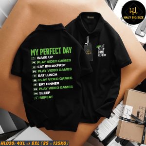 Áo polo nam big size đen "My pefect day" HL020