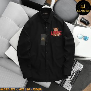 Áo sơ mi nam big size dài tay in gấu Love yourseft HL022