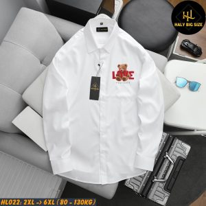 Áo sơ mi nam big size dài tay in gấu Love yourseft HL022