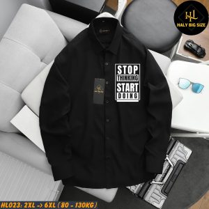 Áo sơ mi nam big size dài tay in chữ HL023