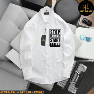 Áo sơ mi nam big size dài tay in chữ HL023