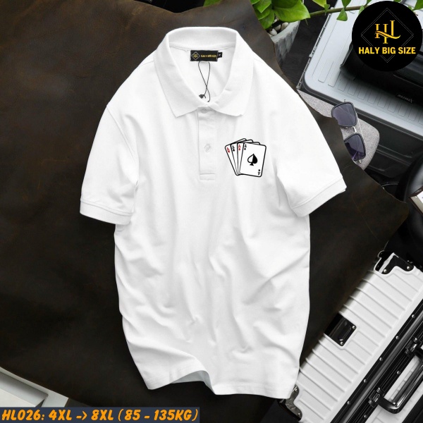 Áo polo nam big size đen tứ quý ách HL026