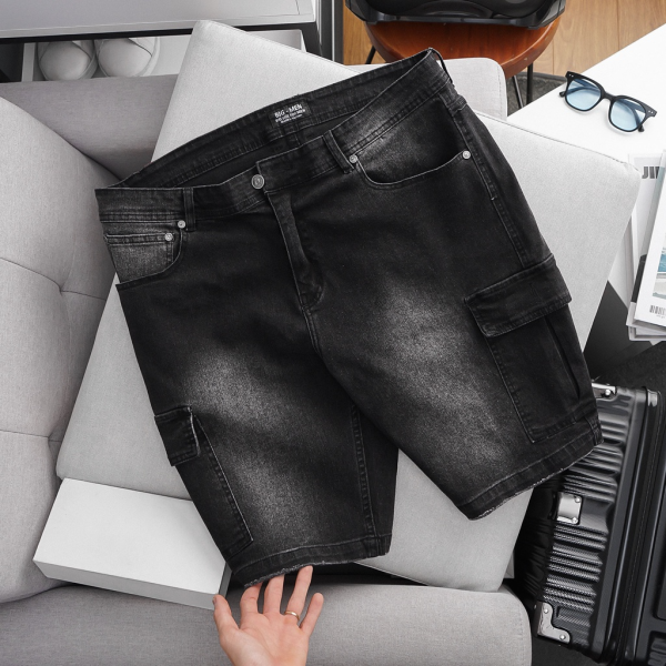 Quần short jean nam big size túi hộp H526