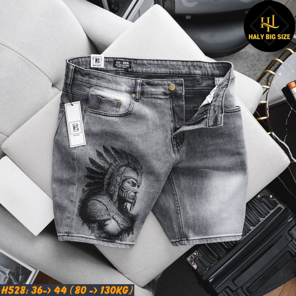 Quần short jean nam big size in hình độc lạ H528